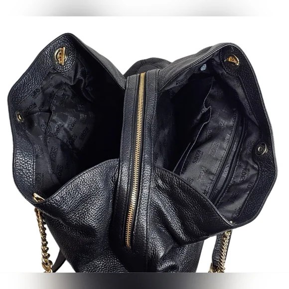 Michael Kors Jet Set Studded Leather Black Handbag Shoulder Tote Travel Bag Chic - Picture 12 of 16